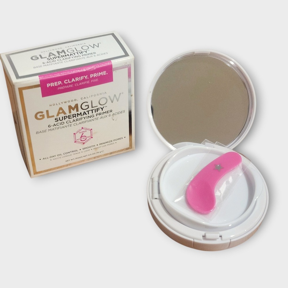 GLAMGLOW SUPERMATTIFY Clarifying Primer 0.5oz White 6-Acid Balm Compact